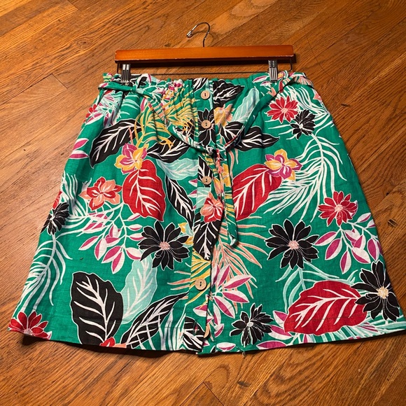 Cynthia Rowley Linen Floral Skirt - size L - Picture 3 of 7